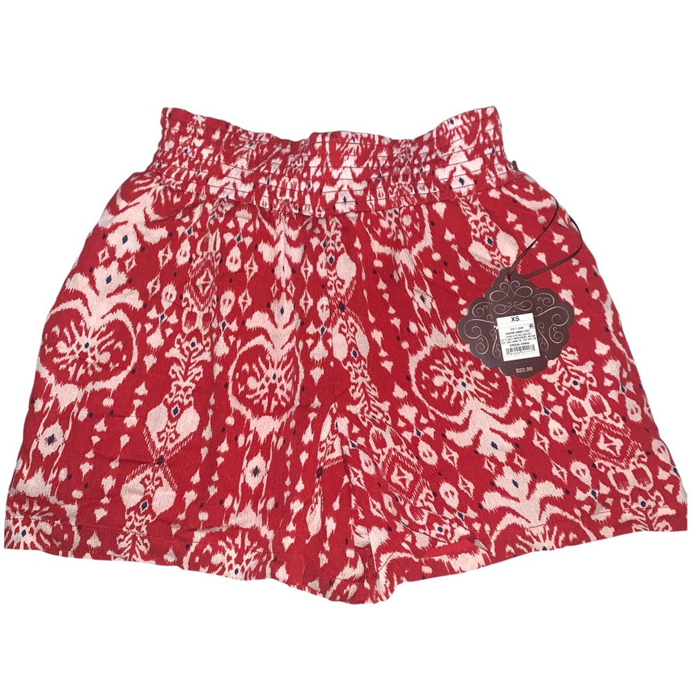 Knox Rose Womens Size XS Bonfire Red Smocked Pull On Lined Shorts